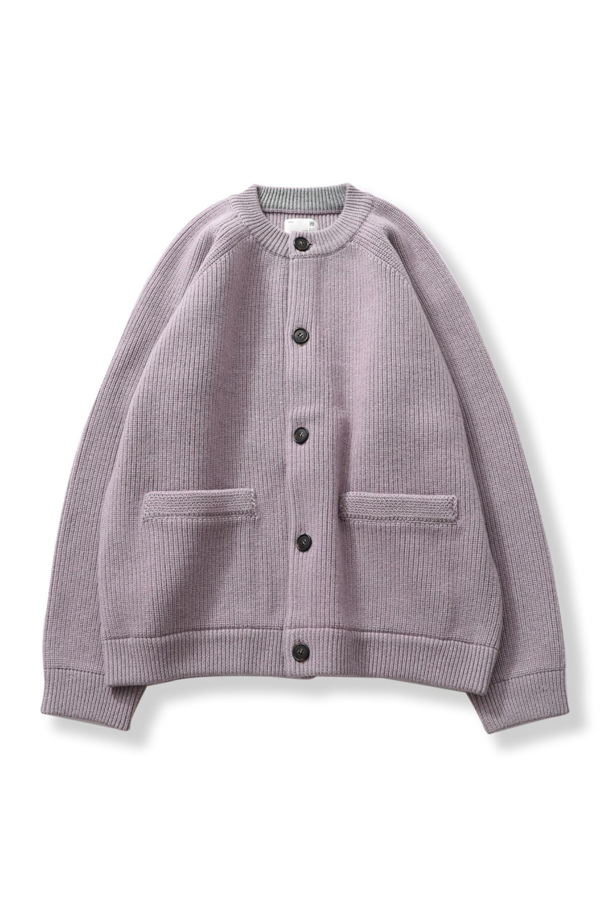 홀리선(HORLISUN) Annette Superfine Wool Heavy Rib Knit Cardigan Lavender