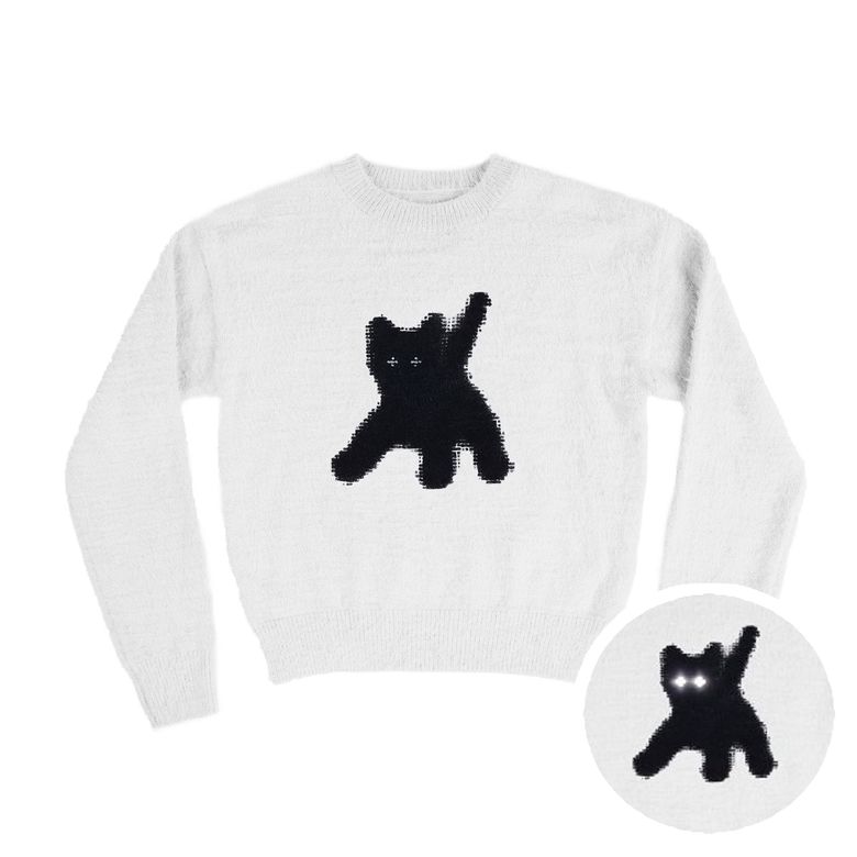 Flashed Cats Angora Knit -[WHITE]