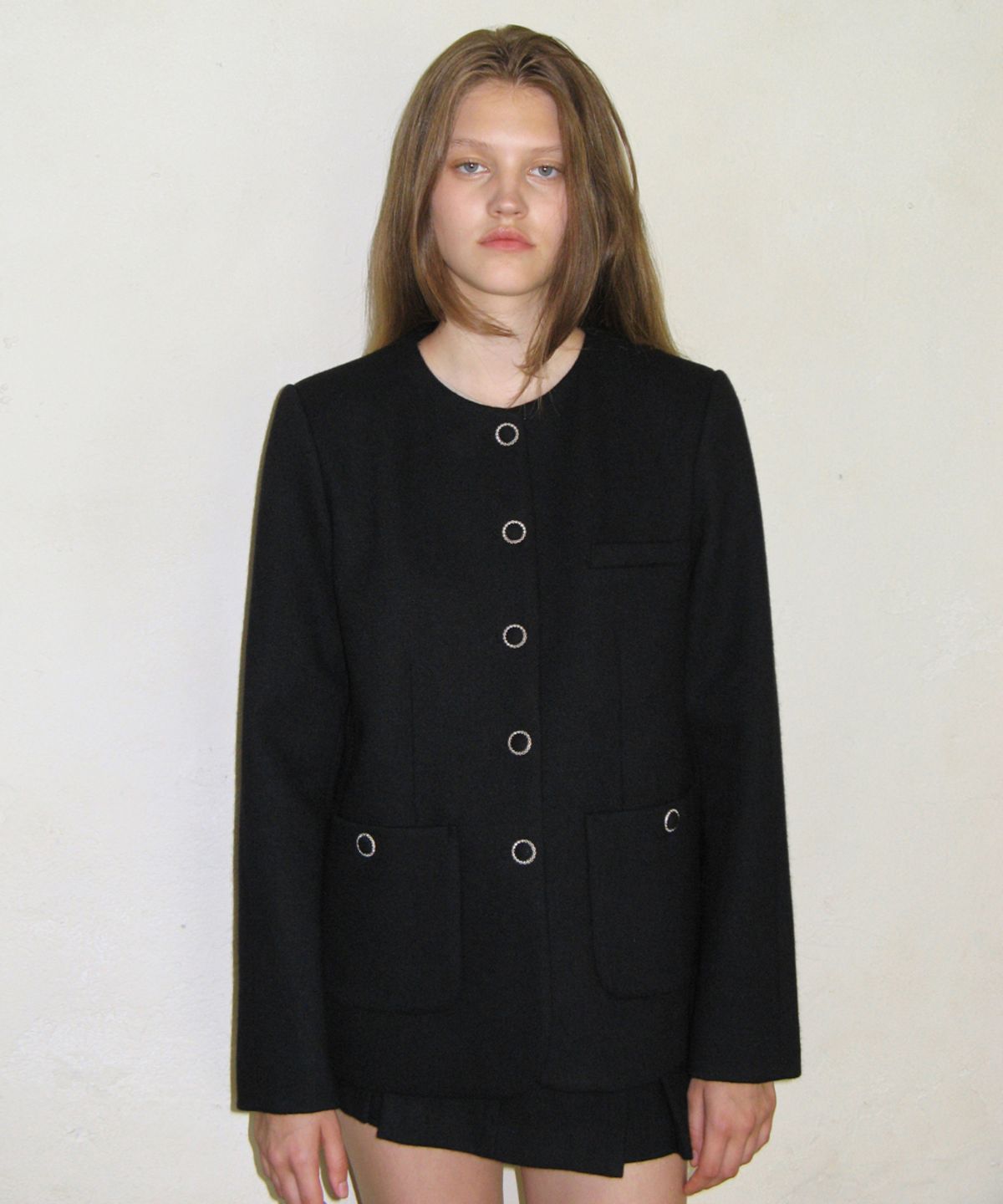 시눈(SINOON) MELTON TWEED JACKET (BLACK)