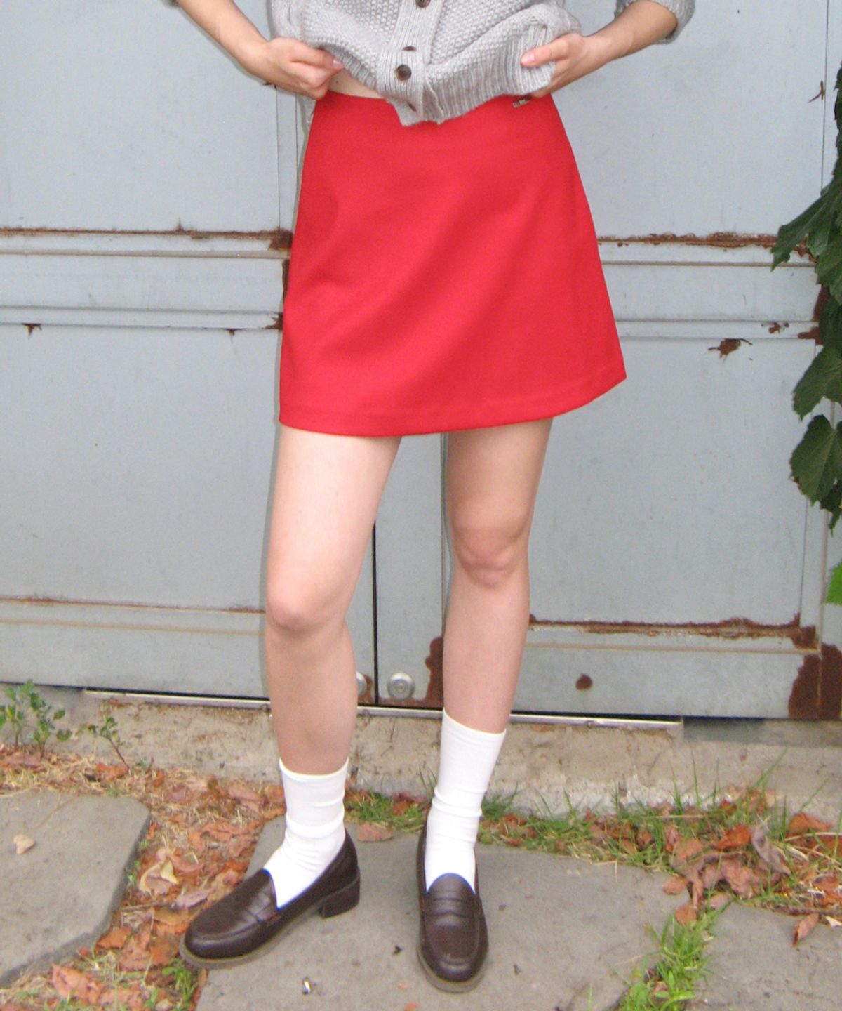 시눈(SINOON) COLOR MINI FLARED SKIRT (RED)