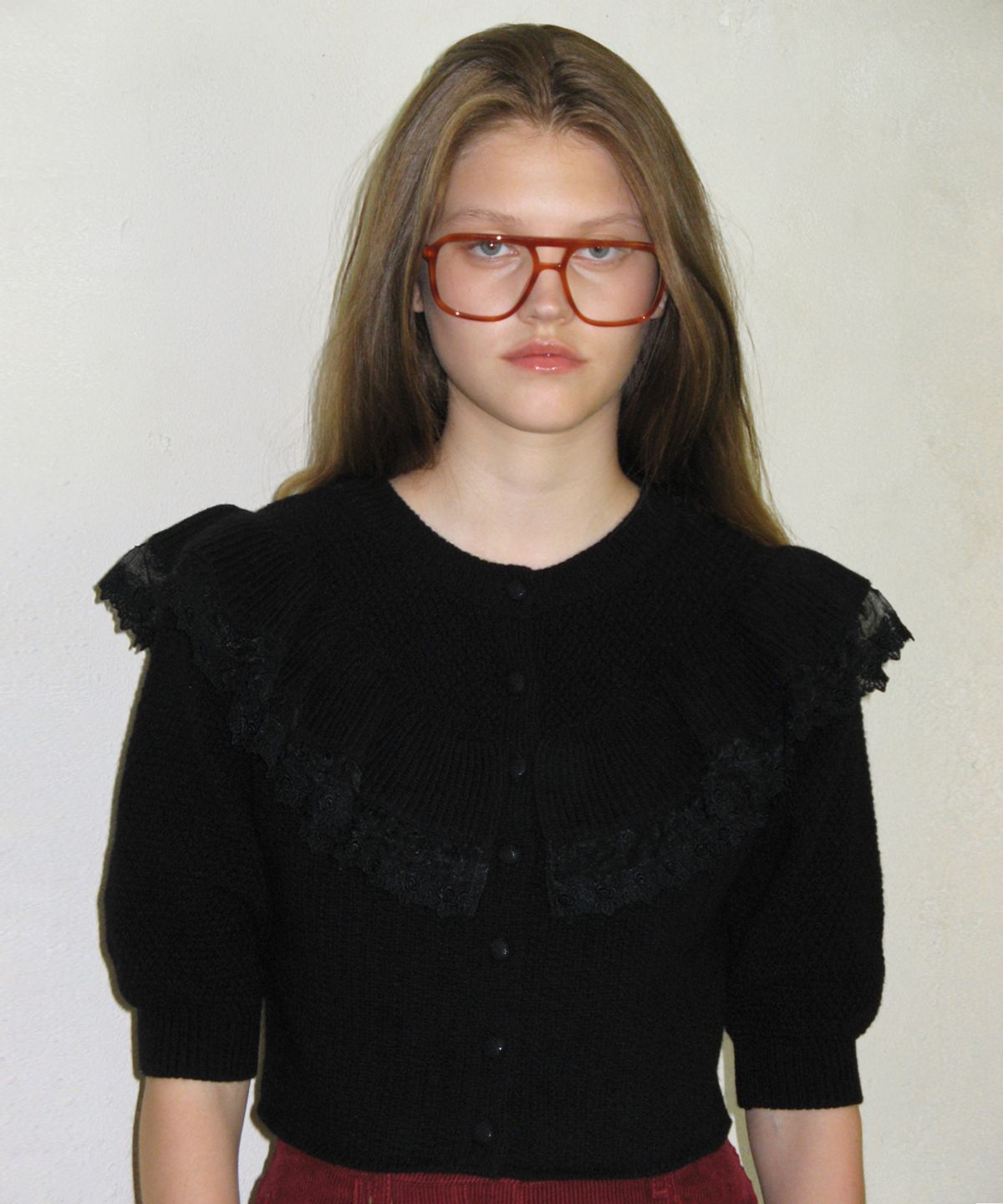 시눈(SINOON) RUFFLE PUFF CARDIGAN (BLACK)