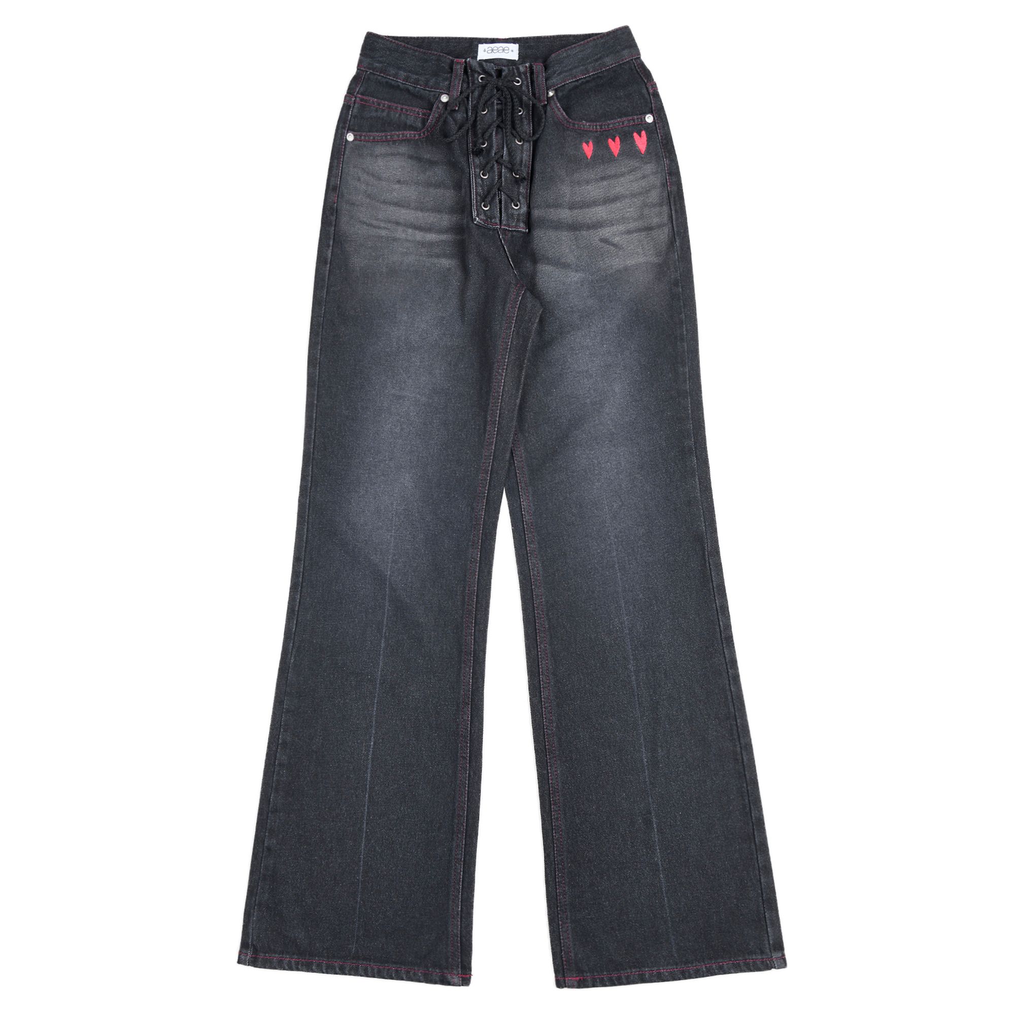 AEAE【送料込】HEART EMBROIDERY JEANS MUSINSA | AEAE Heart Embroidery Jeans-[BLACK]