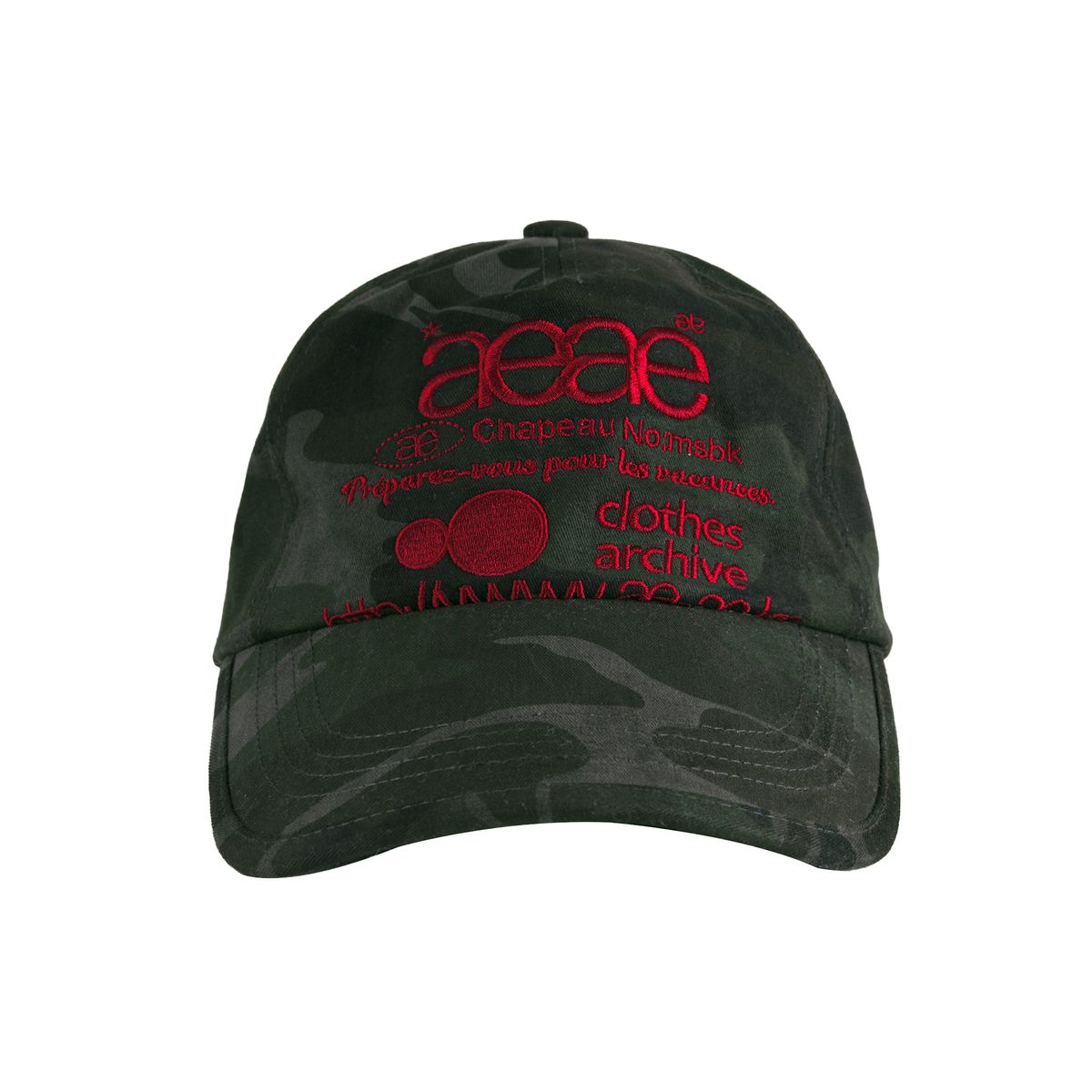 에이이에이이(AEAE) WEB LOGO CAMO 5 PANNEL CAP - [BLACK]