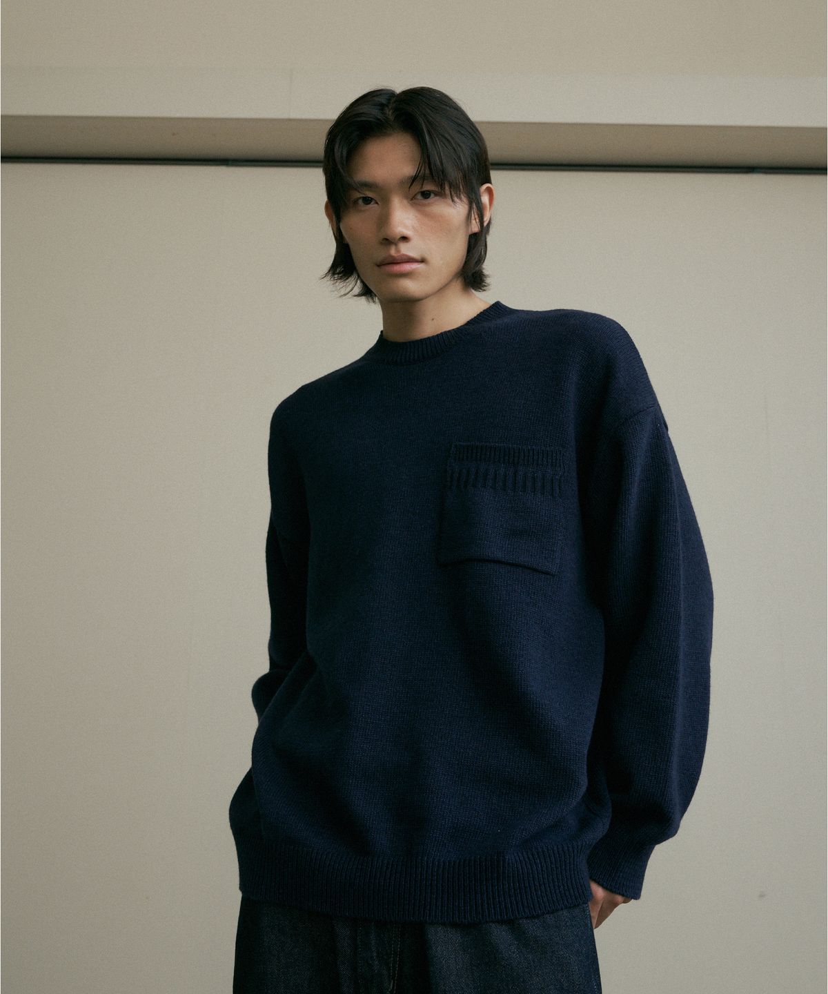 엔도어(ENDOOR) Lambswool crewneck knit (navy)