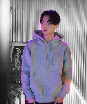 무지 오버핏  후드_그레이