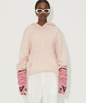 LOVE CITY KNIT HOODIE AURORA PINK