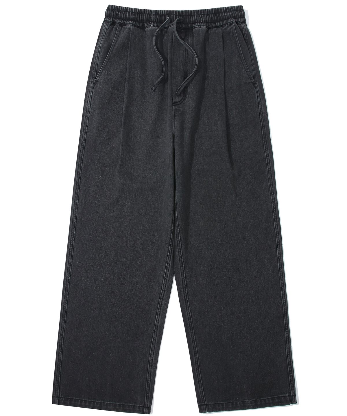 컬럼비아 유니버시티(COLUMBIA UNIVERSITY) M-LABEL LOOSE-FIT DENIM PINTUCK PANTS 블랙진