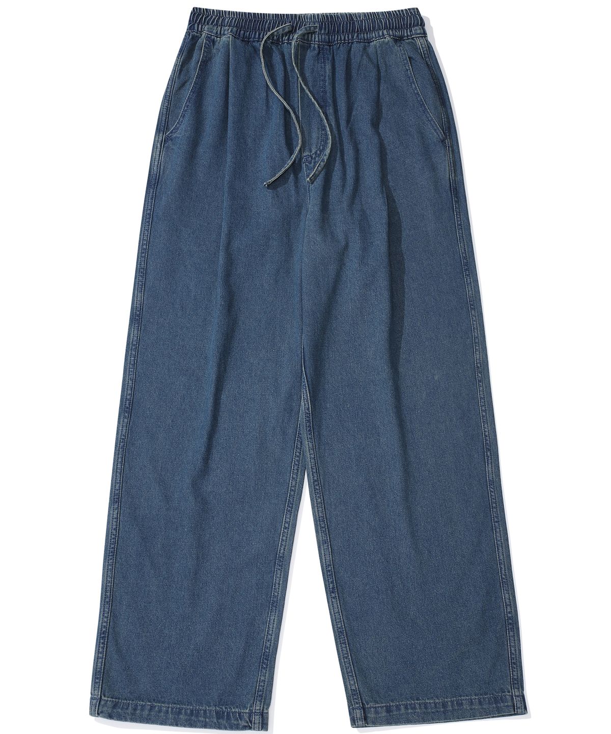 컬럼비아 유니버시티(COLUMBIA UNIVERSITY) M-LABEL LOOSE-FIT DENIM PINTUCK PANTS 미드나잇진