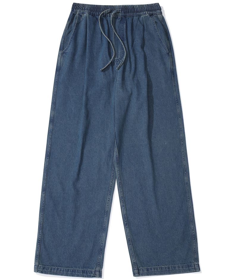 M-LABEL LOOSE-FIT DENIM PINTUCK PANTS 미드나잇진