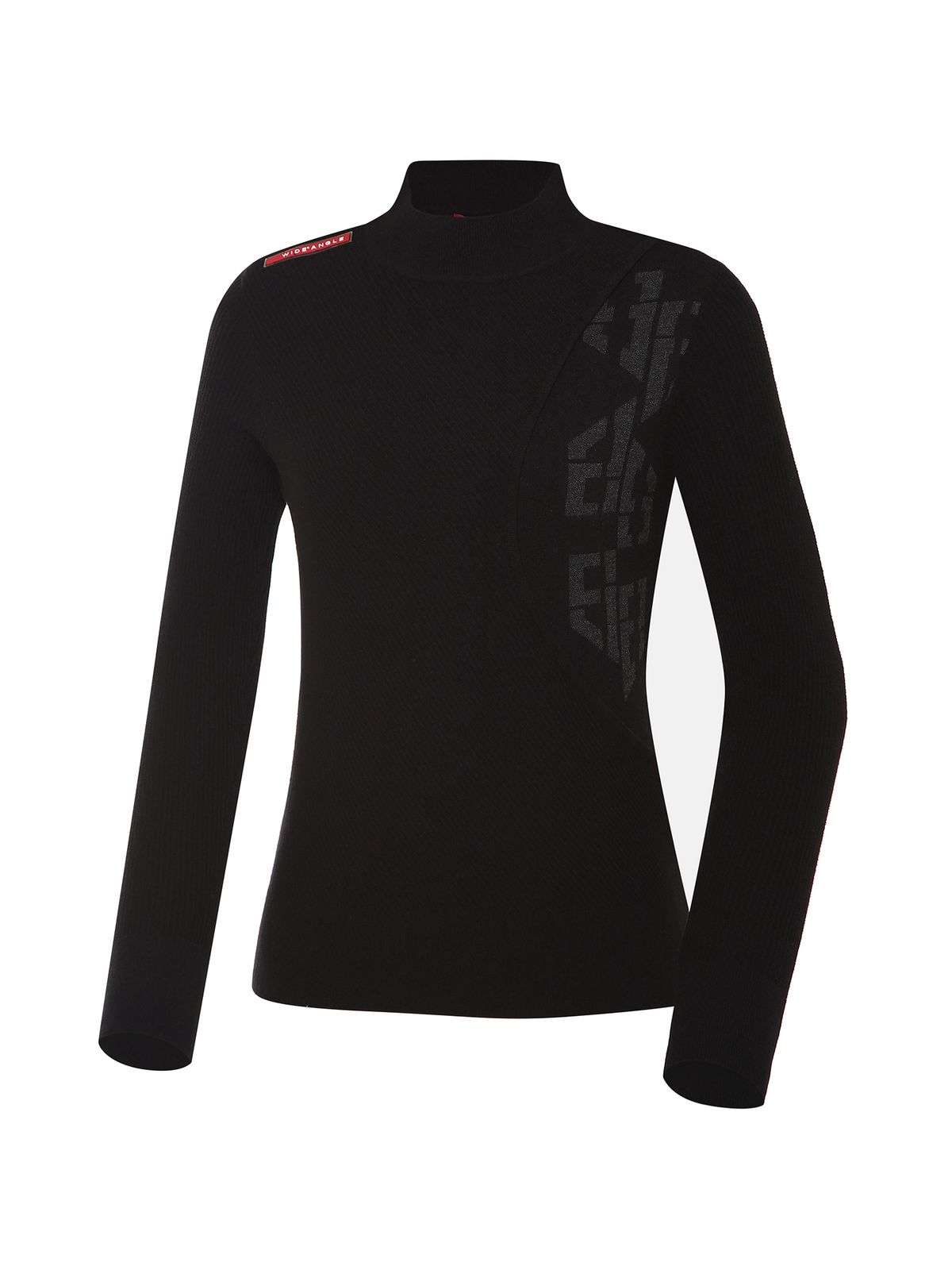 와이드앵글(WIDEANGLE) CO PRO 로고 절개 하이넥 스웨터 L_Black