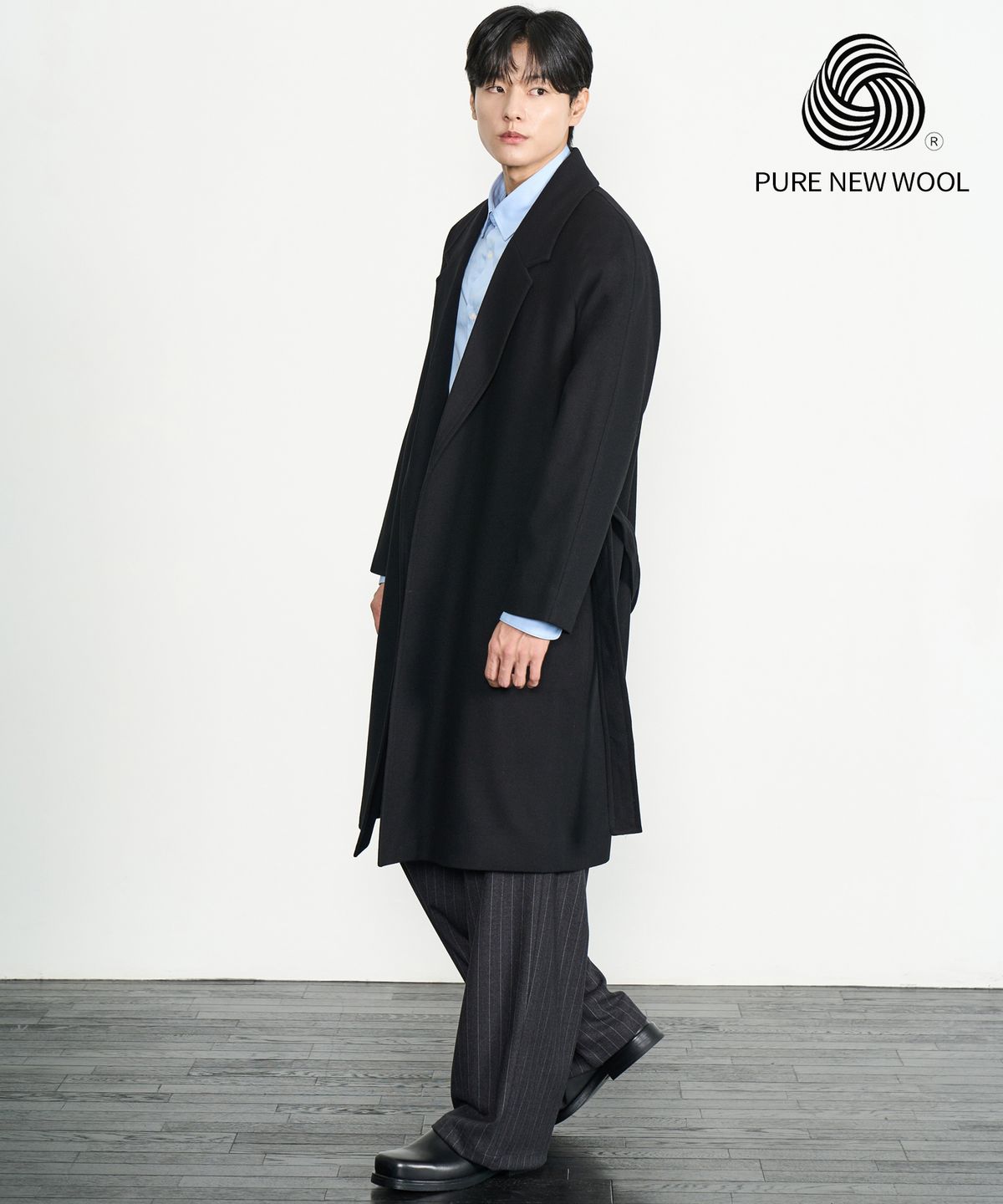 프레리(PRAIRIE) 라이트 메리노 울 오버핏 로브 롱코트 (BLACK)
