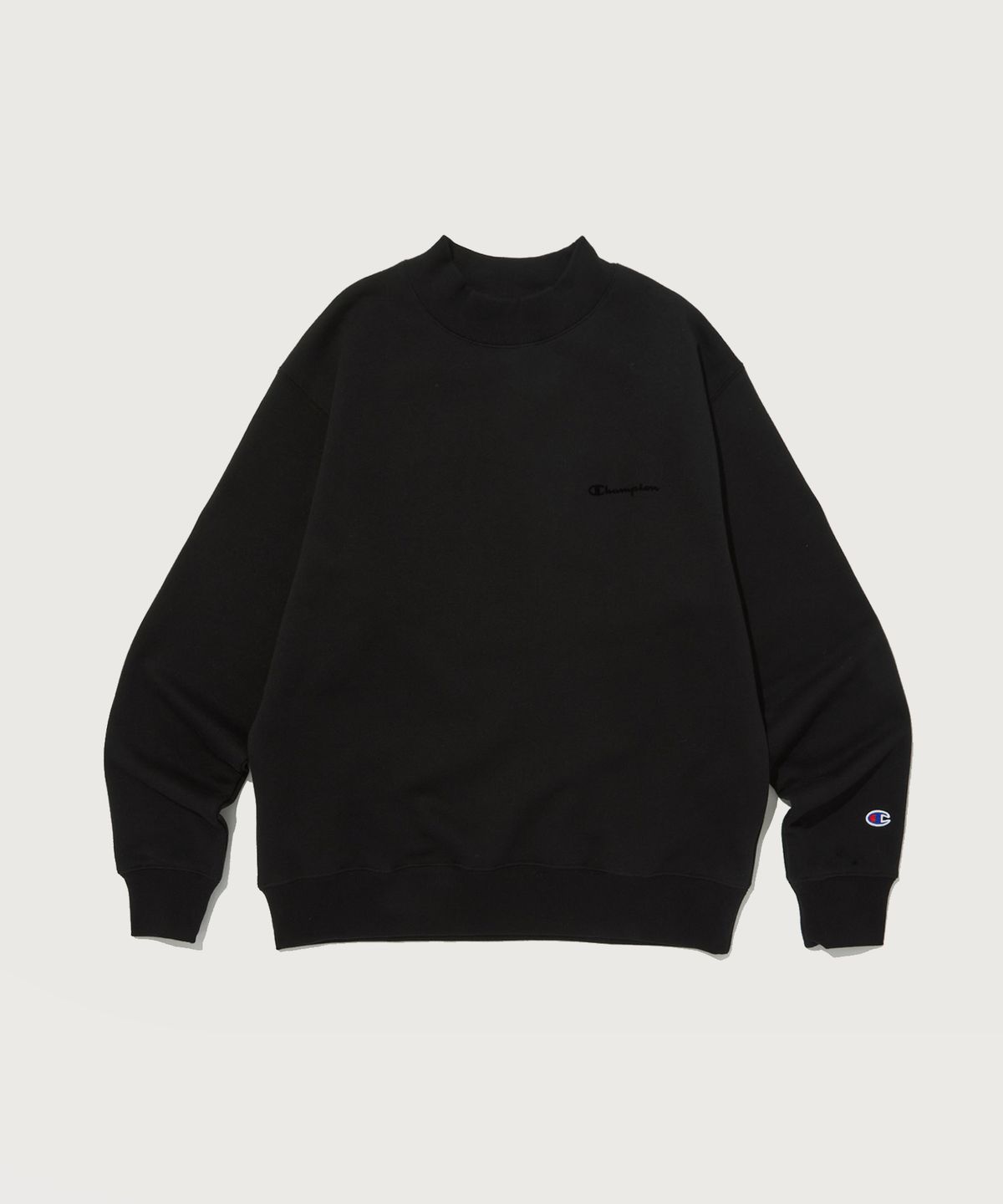챔피온(CHAMPION) 모크넥 기모 스웨트셔츠 Black
