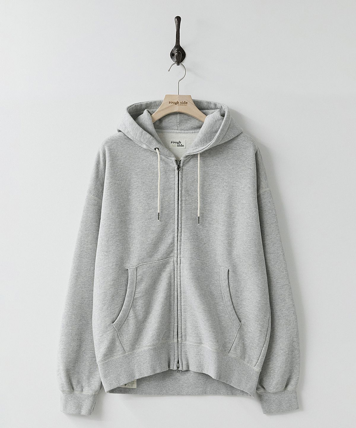 러프사이드(ROUGHSIDE) Oversized Zip Up Hoodie M.Grey