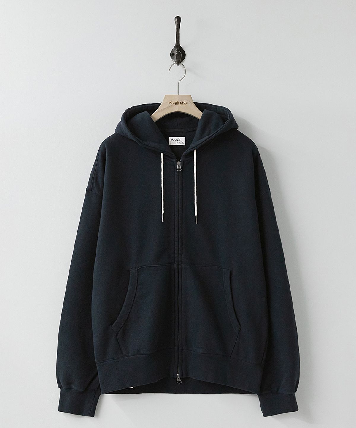 러프사이드(ROUGHSIDE) Oversized Zip Up Hoodie Navy