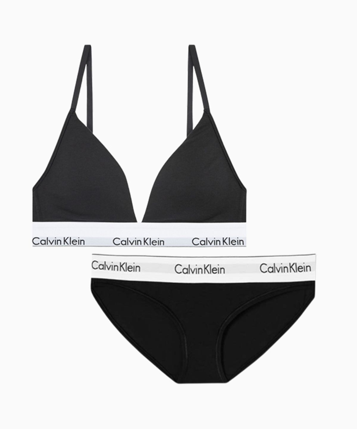 캘빈클라인 언더웨어(CALVIN KLEIN UNDERWEAR) 여성 아이콘 코튼 모달 트라이앵글 세트_블랙