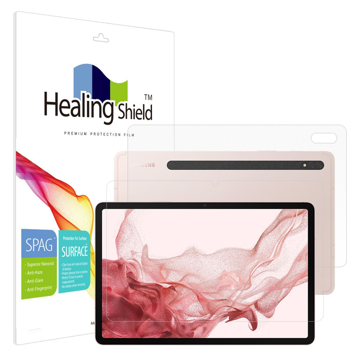 힐링쉴드(HEALINGSHIELD) 갤럭시탭S8 슈페리어 저반사 액정보호필름1매 후면1매