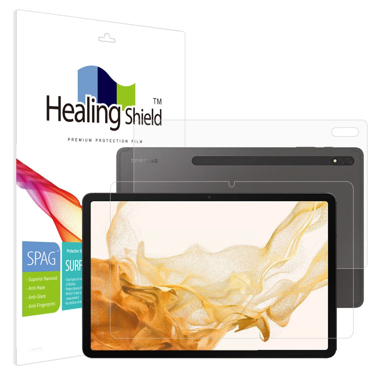 힐링쉴드(HEALINGSHIELD) 갤럭시탭S8 플러스 슈페리어 저반사 액정보호필름1매 후면1매