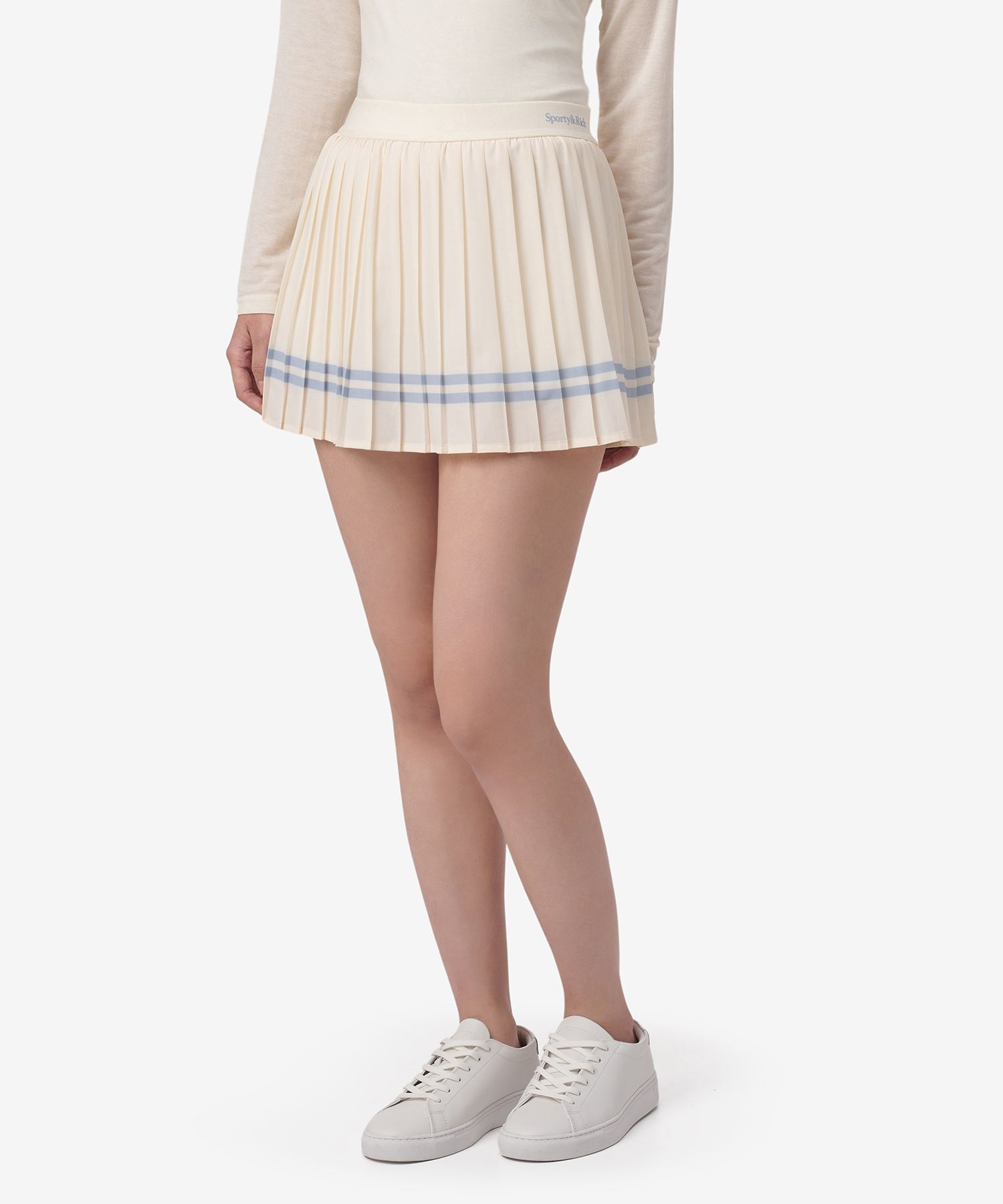 ★Sporty & Rich★ Serif Logo Pleated Skirt Milk SK931MK SK93 MUSINSA | SPORTY&RICH Serif Logo Pleats Skirt - Milk / SK931MK