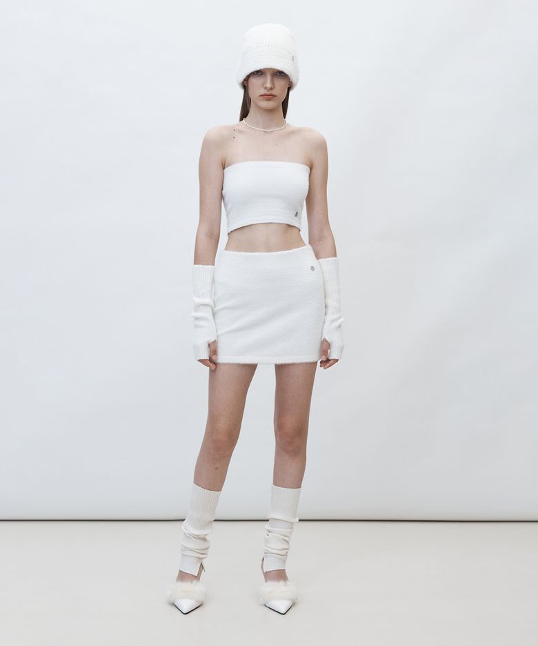HAIRY KNIT MINI SKIRT [WHITE]