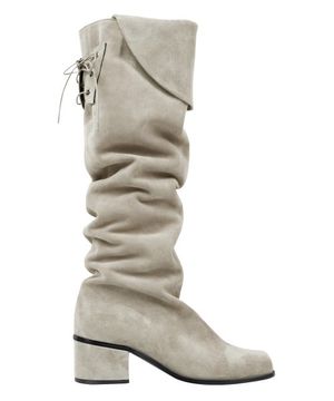 SUEDE FOLD LONG BOOTS / BEIGE