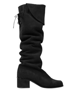 SUEDE FOLD LONG BOOTS / BLACK
