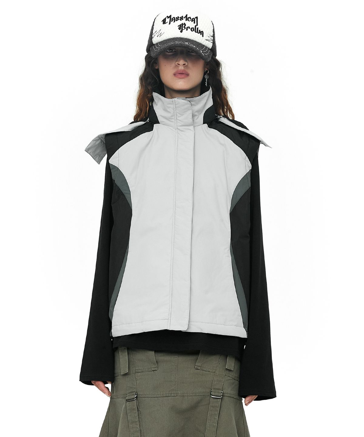세릭(CERRIC) HOODDED PADDING VEST / GRAY
