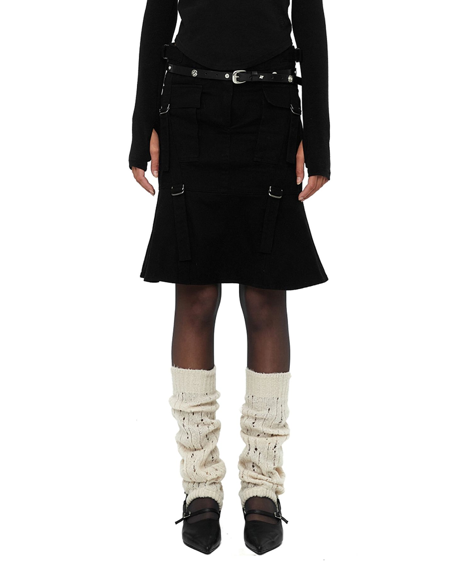 スカート CERRIC STRAP FLARED CARGO SKIRT MUSINSA公式 | CERRIC STRAP FLARED CARGO SKIRT / BLACK