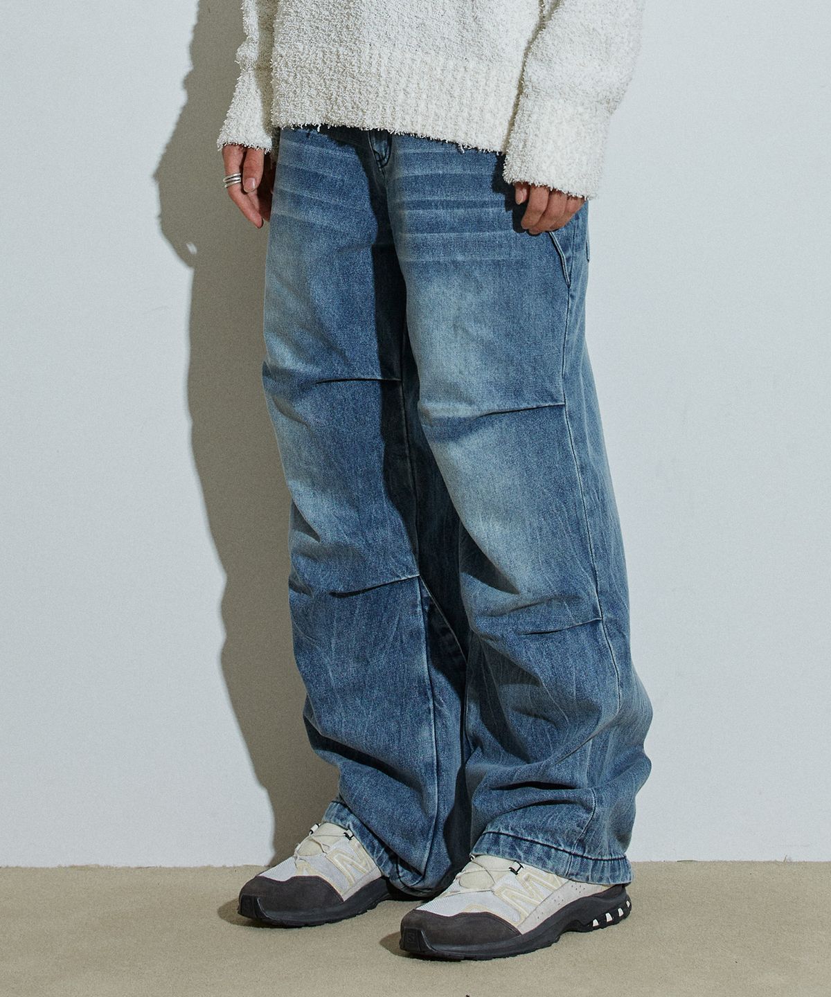 아이돈워너셀(IDWS) Side Flash Denim Parasuit Pants Indigo