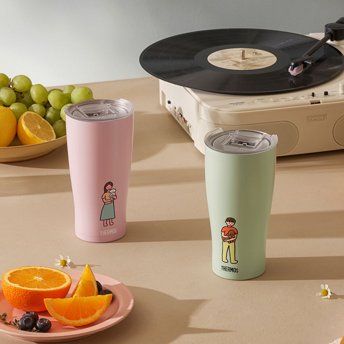 써모스(THERMOS) 보온보냉 제로퍼제로 파스텔 소프트 콜드컵 JDE-601KLC (600ml) 뚜껑포함