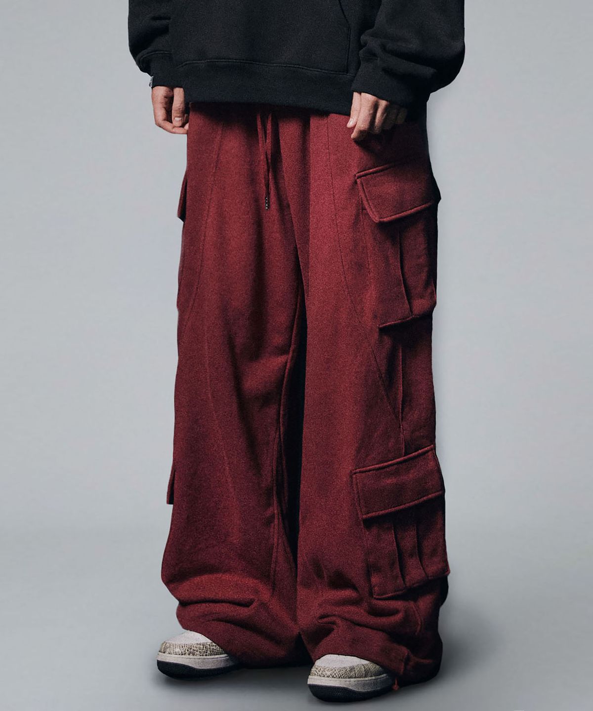 낫포너드(NOT4NERD) Incision Multi Cargo Sweat Pants - Red