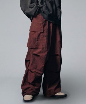 Parachute Nylon Cargo Pants - Wine