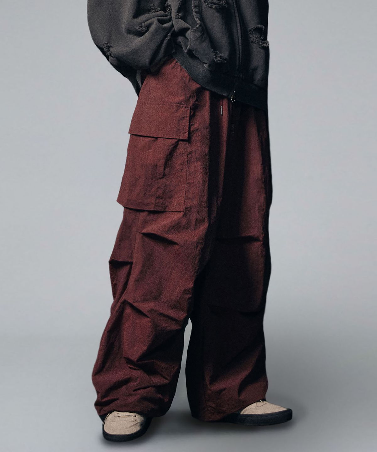 낫포너드(NOT4NERD) Parachute Nylon Cargo Pants - Wine