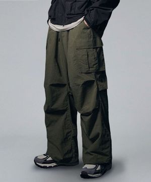 Parachute Nylon Cargo Pants - Khaki