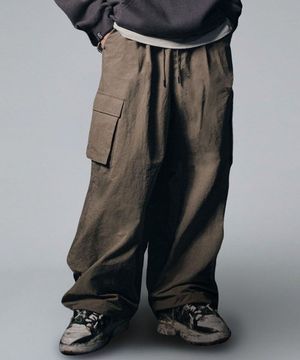 Nylon Cargo Wide Pants - Light Khaki