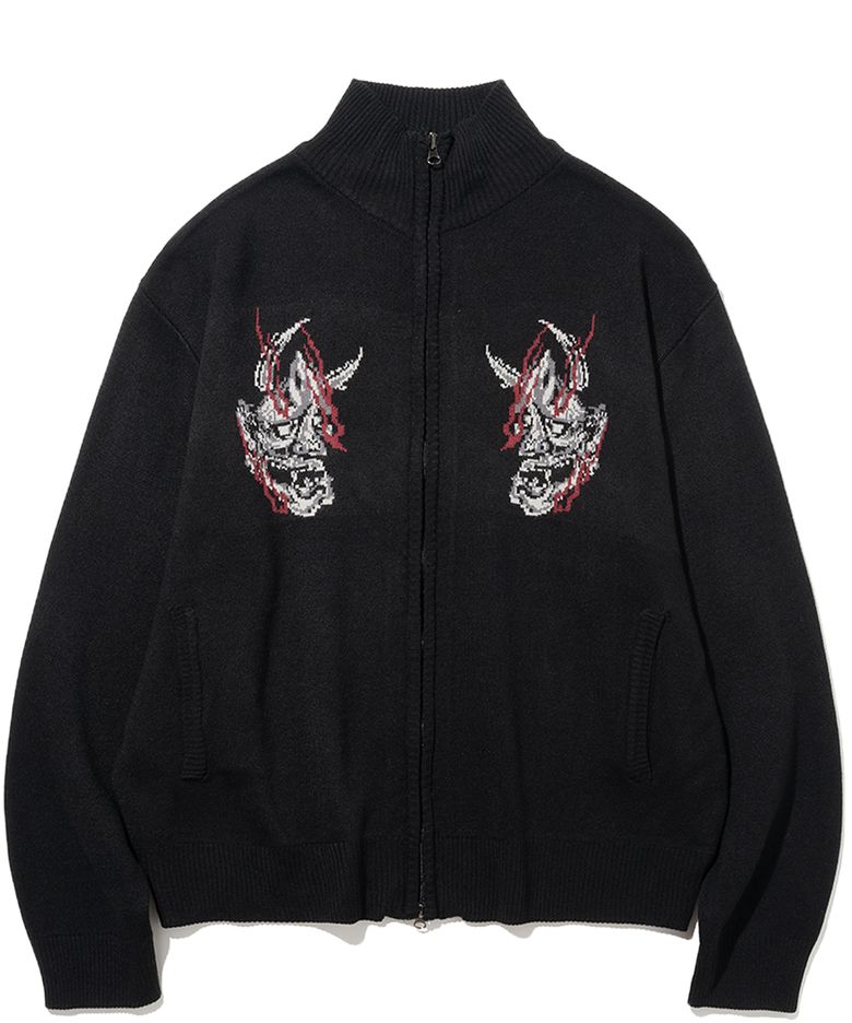 Devil Knit Zip up - Black
