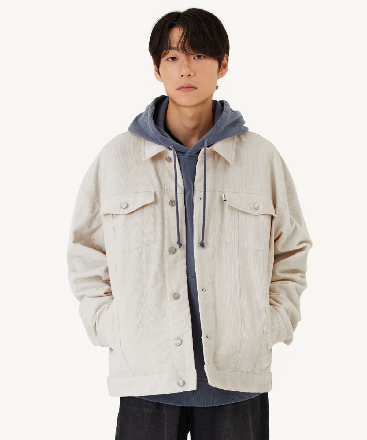 마크곤잘레스(MARK GONZALES) RELAXED CORDUROY TRUCKER JACKET - IVORY