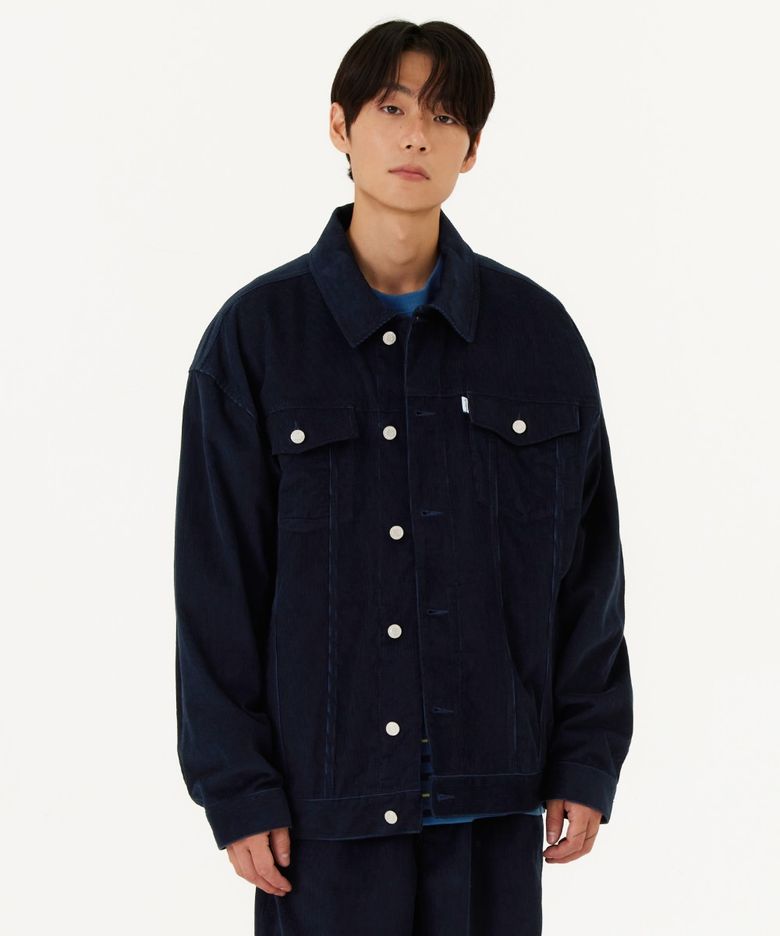 RELAXED CORDUROY TRUCKER JACKET - D/NAVY