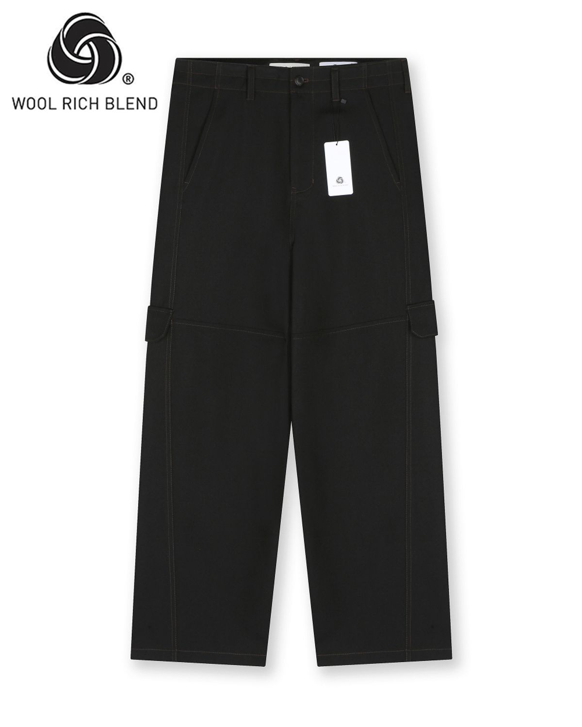 비슬로우(BESLOW) WOOL BLENDED TWIST SEAM CARGO PANTS BLACK