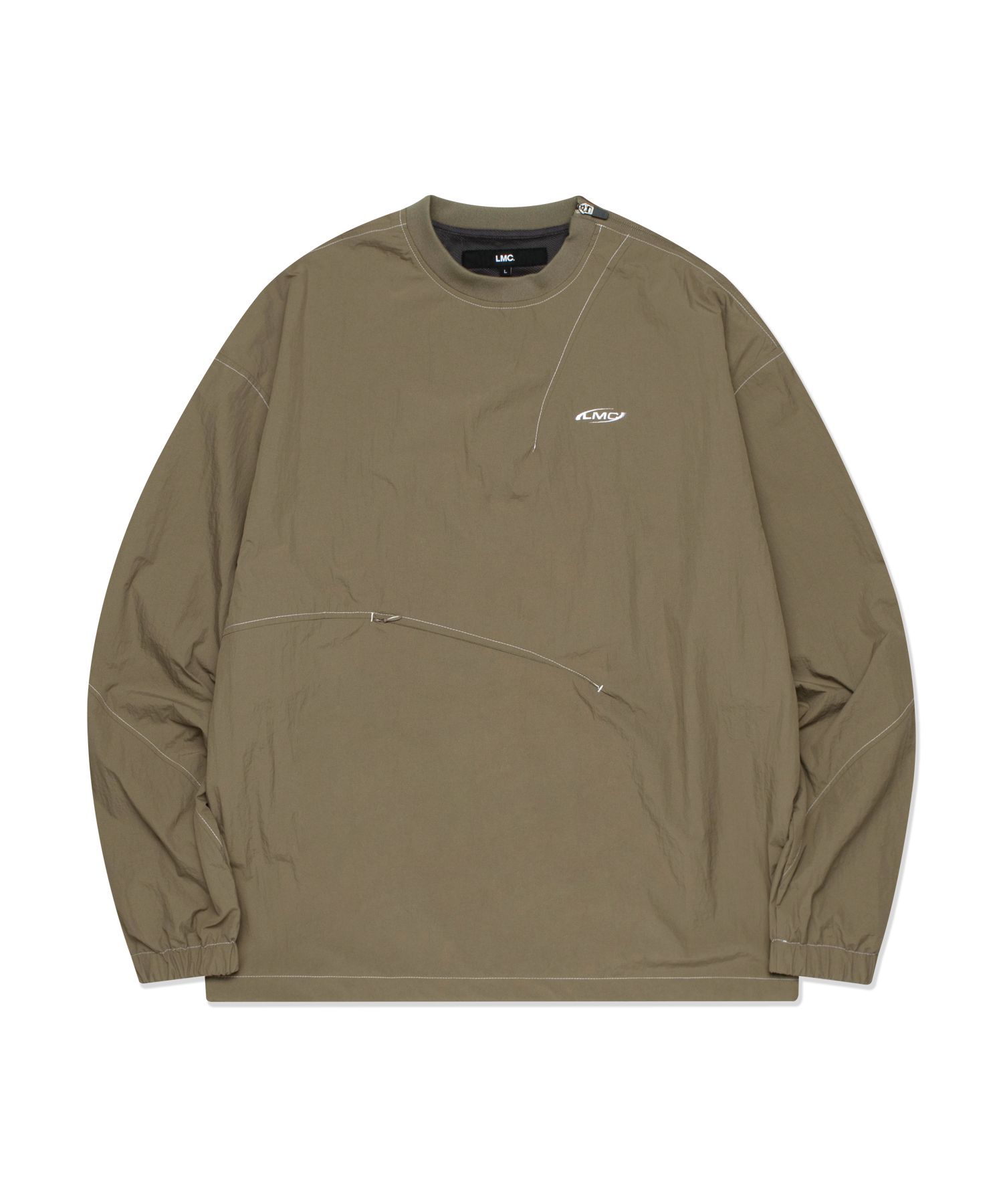 ★22AW★【LMC】★LMC ACTIVE GEAR CURVED CREW NEC.K★ 엘엠씨(LMC) ACTIVE GEAR NYLON CURVED DART CREWNECK khaki