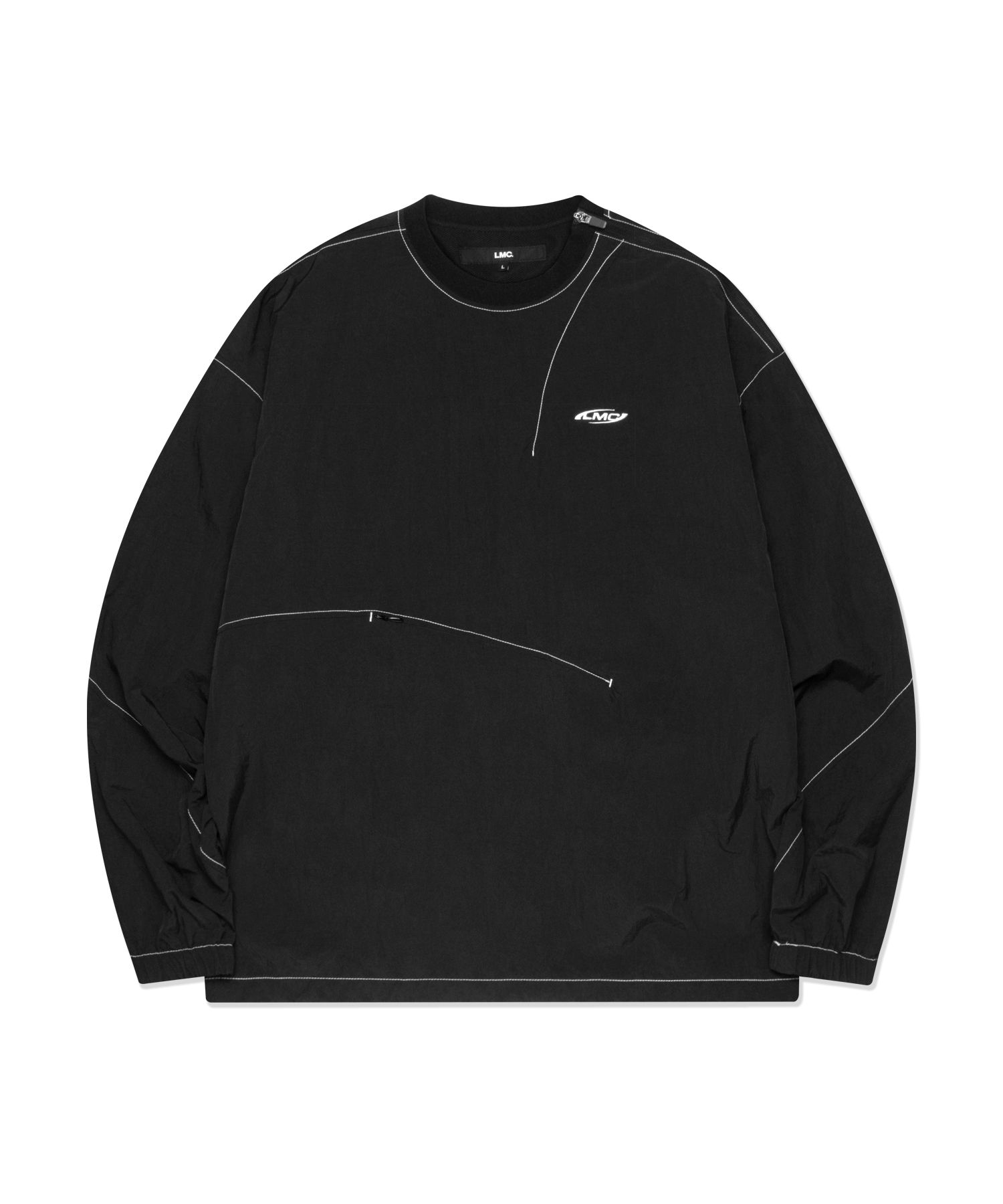 MUSINSA | LMC ACTIVE GEAR NYLON CURVED DART CREWNECK black