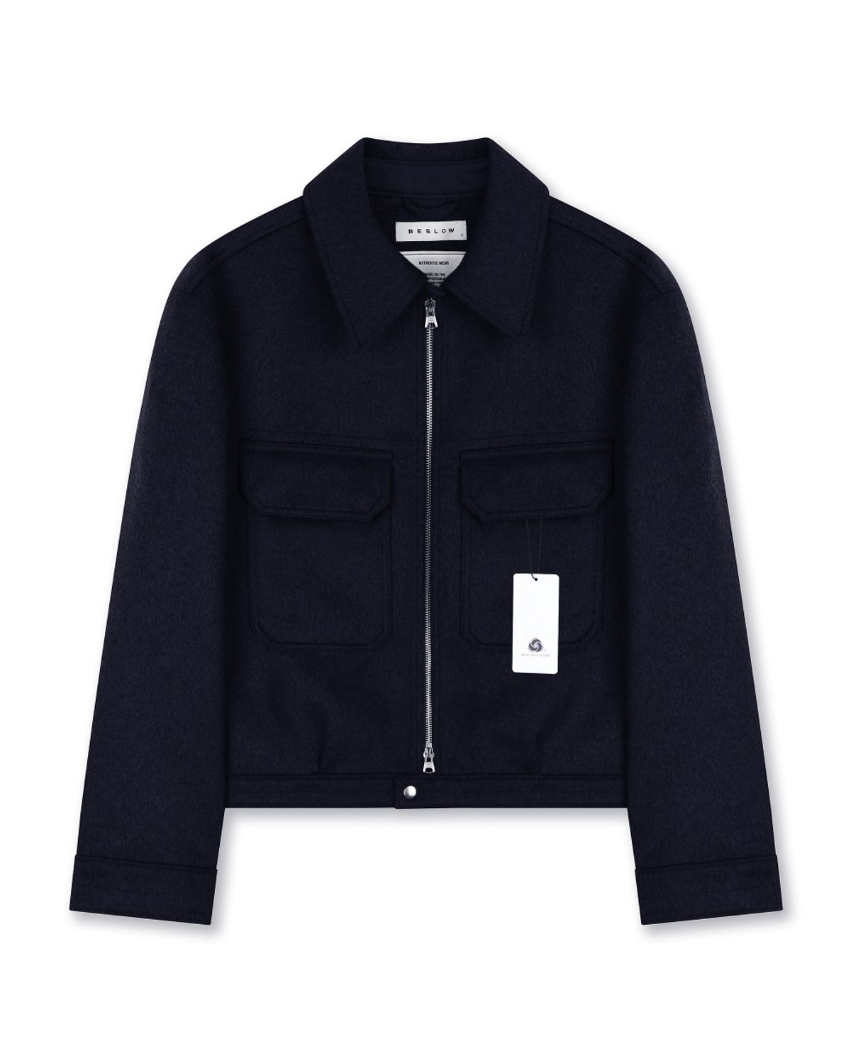 비슬로우(BESLOW) CASHMERE MILITARY ZIP-UP JACKET NAVY