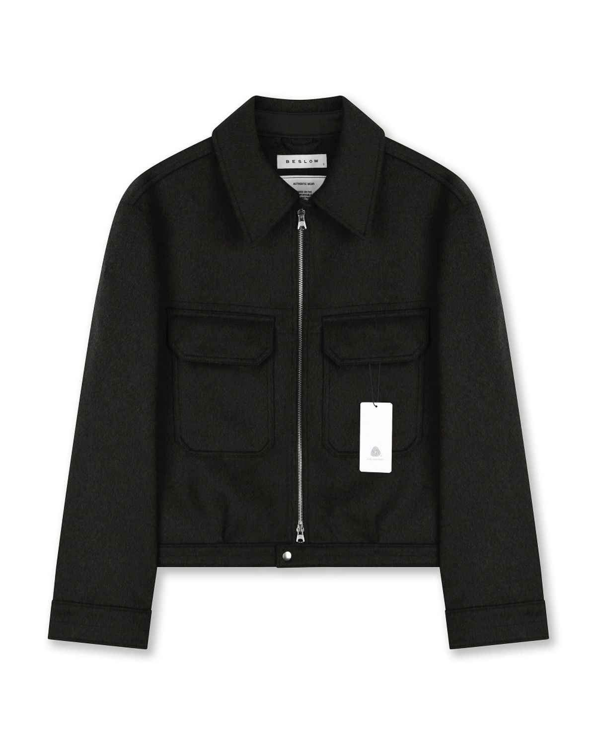 비슬로우(BESLOW) CASHMERE MILITARY ZIP-UP JACKET BLACK