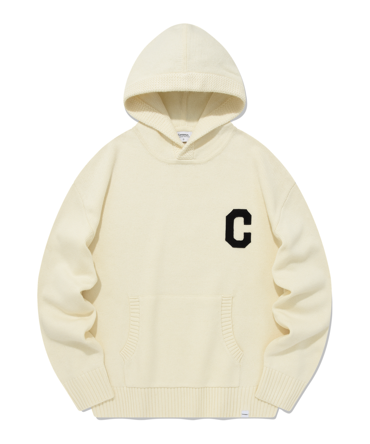 커버낫(COVERNAT) C 로고 램스울 후디 니트 아이보리