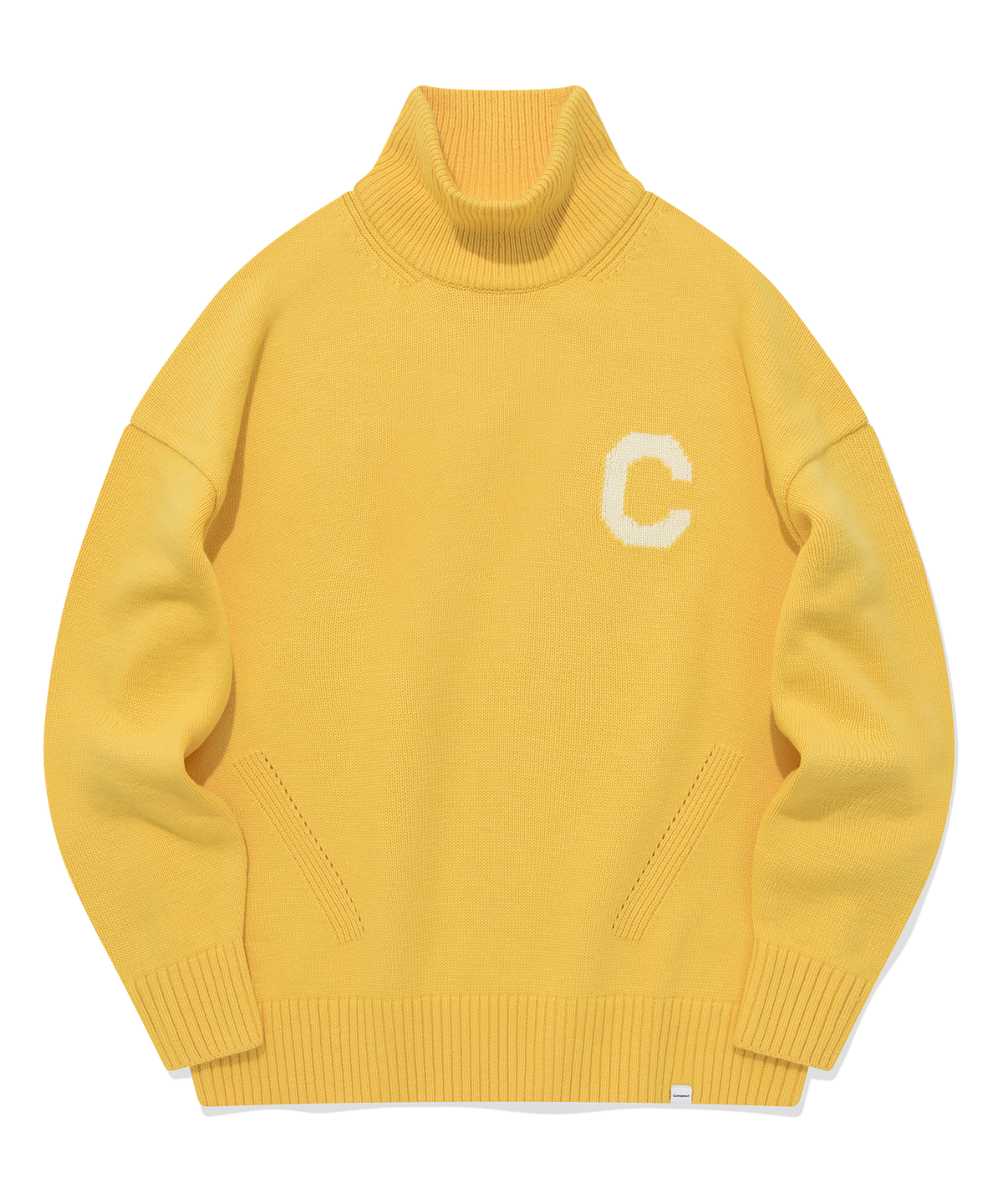 커버낫(COVERNAT) C 로고 터틀넥 니트 옐로우