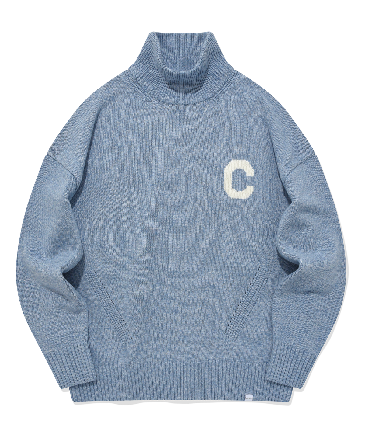커버낫(COVERNAT) C 로고 터틀넥 니트 블루