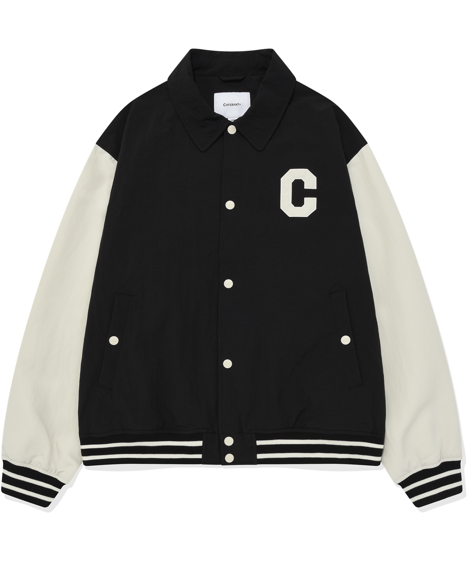 COVERNAT ♥ C Logo Varsity/追跡付 MUSINSA | COVERNAT C logo collar varsity jacket black