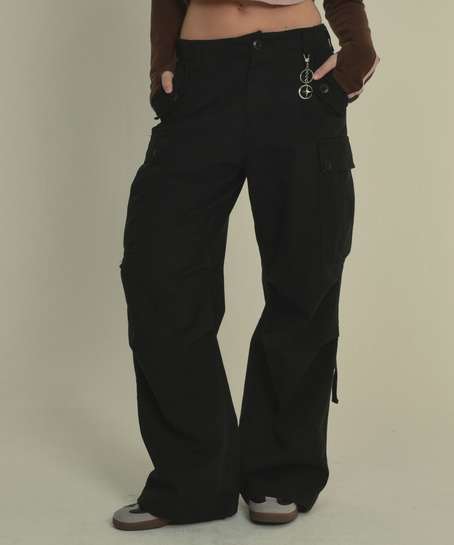 MUSINSA | MIDNIGHT MOVE strap cargo pants (black)