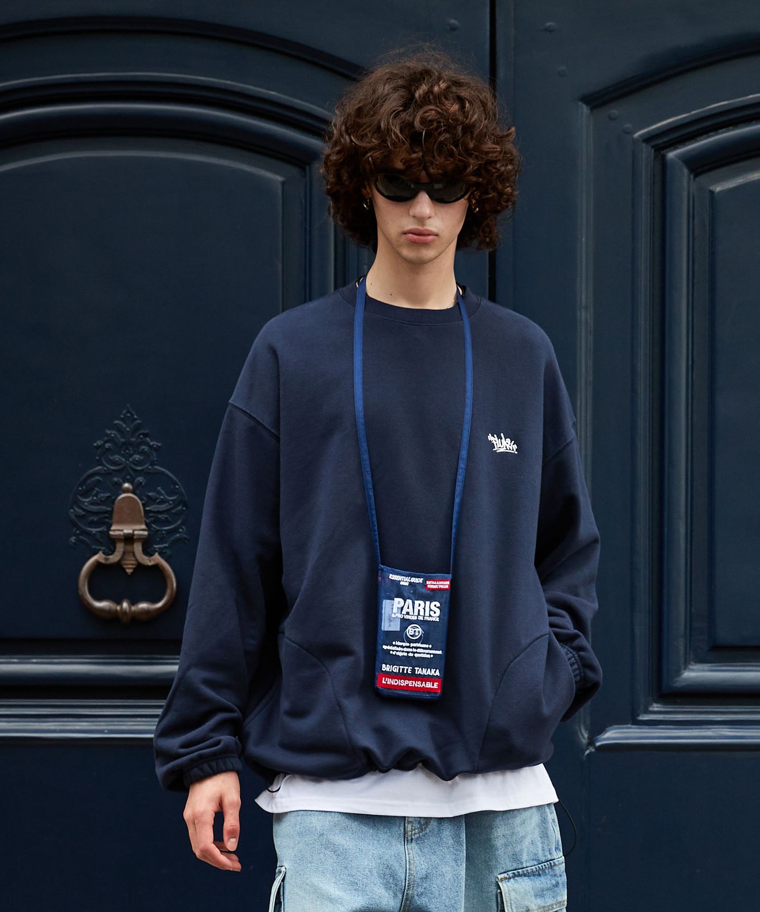 MUSINSA公式 | FLUKE スラムロゴストリングスウェットシャツネイビー