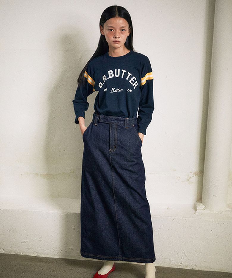 Back Slit Pencil Skirt (Indigo blue)