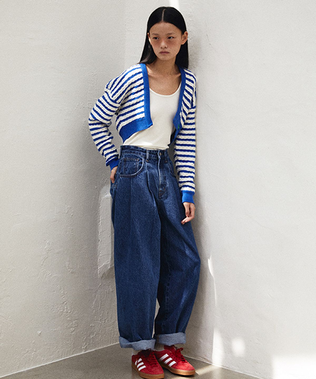 그린버터(GREENBUTTER) Balloon Deep Blue Jeans (Deep blue)
